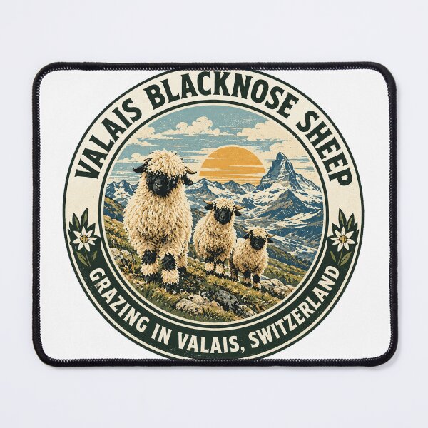 Aperçu de l'œuvre Moutons à nez noir du Valais - Art de la ferme suisse créée et vendue par HaydenMillepied.