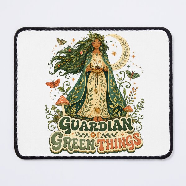 Item preview, Guardian of Green Things Botanical Nature Goddess Cottagecore Fantasy Art designed and sold by inkoutninja.