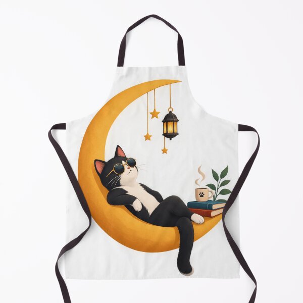 Item preview, Cosmic Cat on Crescent Moon – Whimsical Minimalist Fantasy Art designed and sold by meghnad.