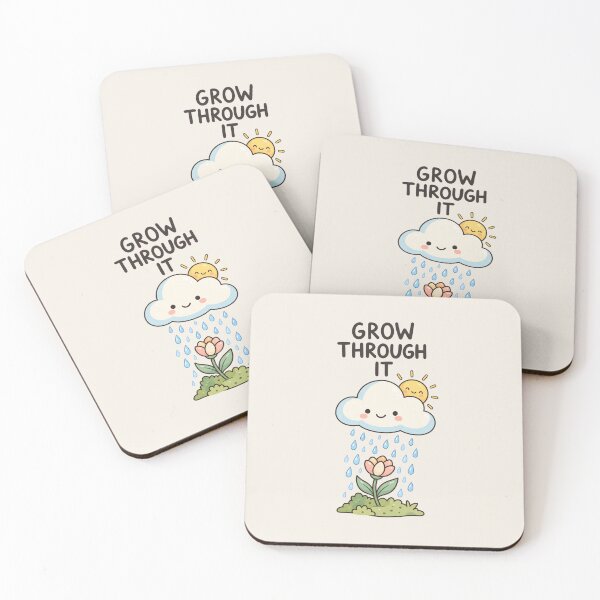 Item preview, Grow Through It | Kawaii Flower Rain Inspirational Quote designed and sold by MrDev.