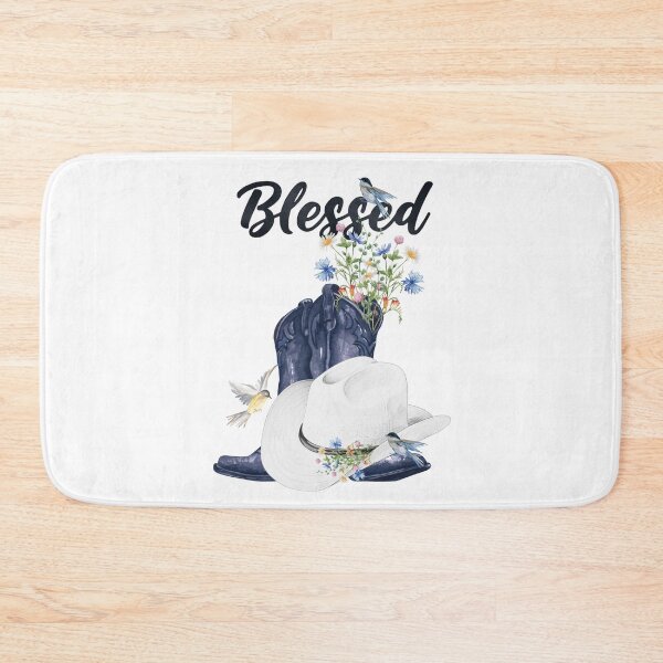 Item preview, Blessed with Cowboy Boots/Hat, Wildflowers & Birds designed and sold by JeweledDesigns.
