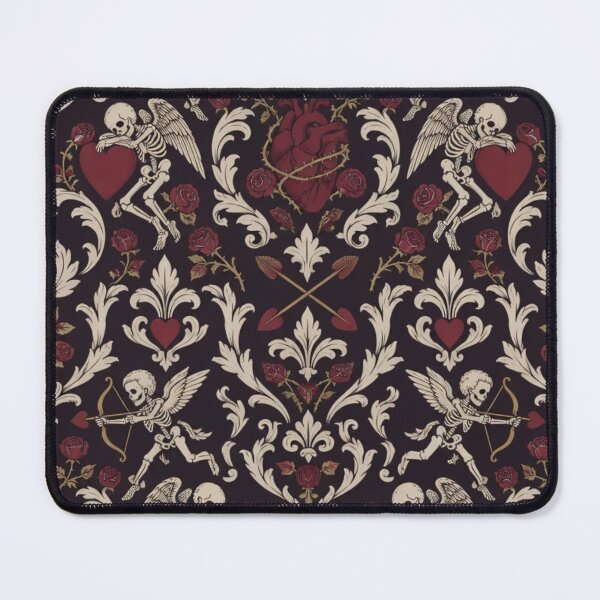 Item preview, Dead Cupid Gothic Damask Seamless Pattern | Skeleton Cherub Goth Valentine Repeat designed and sold by StickyGuys.