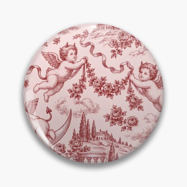 Item preview, Cherub Devil Toile Seamless Pattern | Cheeky Little Devil Cherubs Toile de Jouy designed and sold by StickyGuys.