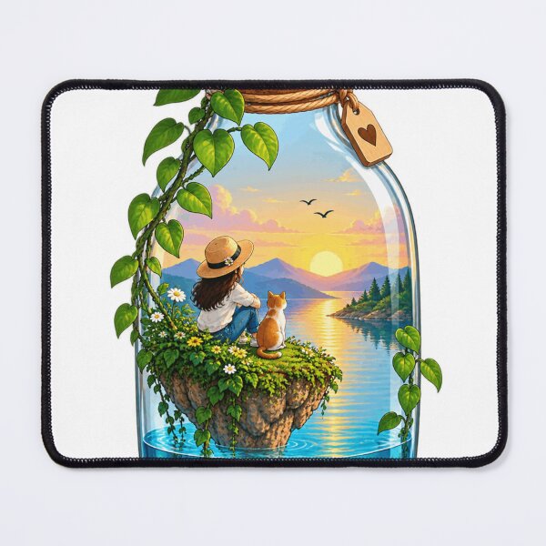 Item preview, Dreamy Terrarium World – Magical Sunset Lake Fantasy Illustration designed and sold by meghnad.