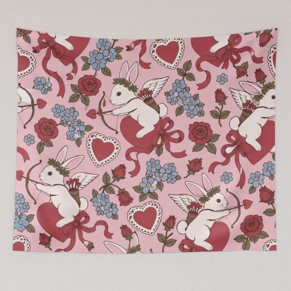 Item preview, Cupid Rabbit Vintage Valentine Seamless Pattern | Victorian Bunny with Bow and Arrow designed and sold by StickyGuys.