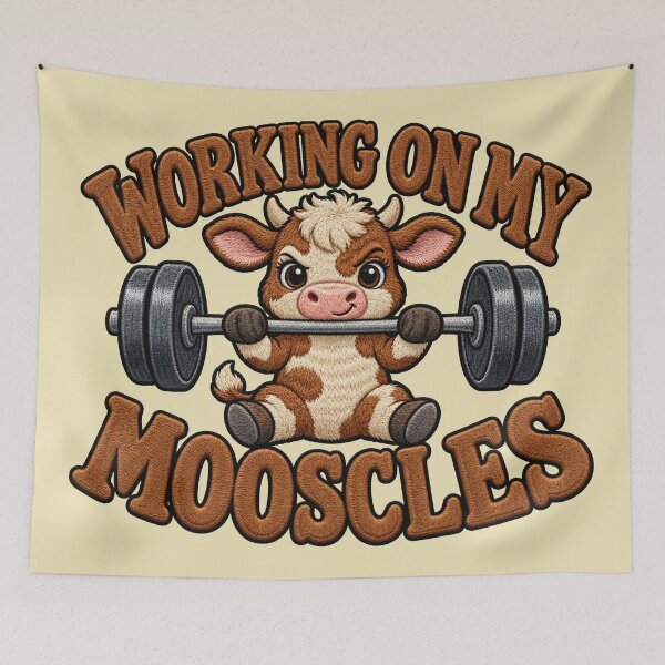 Item preview, Working On My Mooscles Cow Workout Graphic designed and sold by ArtDesignTp.