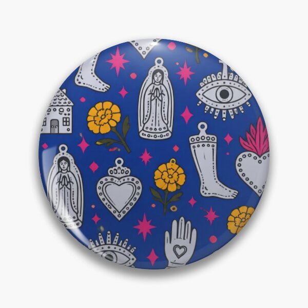 Item preview, Milagros Seamless Pattern | Mexican Folk Art Sacred Hearts and Tin Charms designed and sold by StickyGuys.