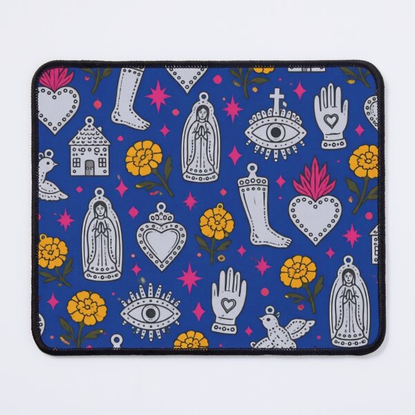 Item preview, Milagros Seamless Pattern | Mexican Folk Art Sacred Hearts and Tin Charms designed and sold by StickyGuys.