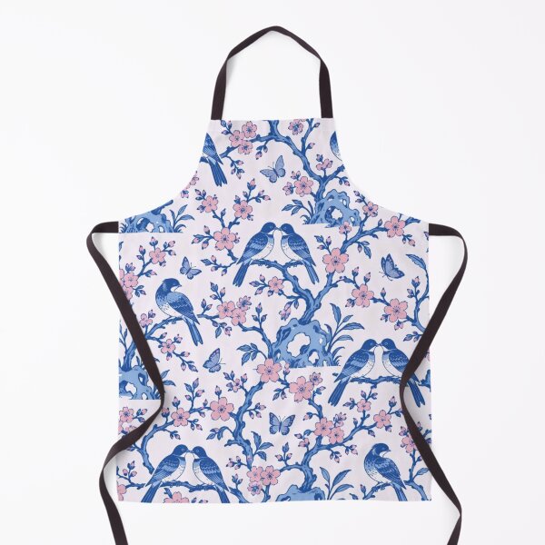 Item preview, Blue Lovebird Chinoiserie Seamless Pattern | Blue and White Lovebirds Blossom Repeat designed and sold by StickyGuys.