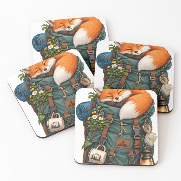 Item preview, Cozy Fox Adventure – Sleeping Fox in Hiking Backpack designed and sold by meghnad.