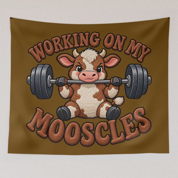 Item preview, Working On My Mooscles Funny Cow Fitness Design designed and sold by ArtDesignTp.