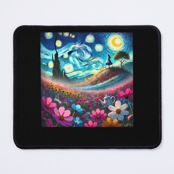 Item preview, Girl Standing On Blooming Hill Under Swirling Starry Sky With Teapot designed and sold by DamianeRaymond.
