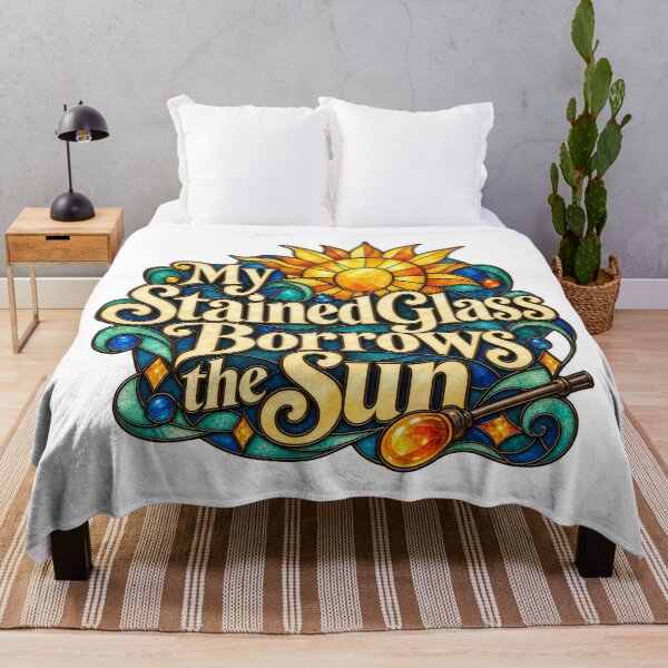 Item preview, Stained Glass Borrows the Sun Decorative Saying designed and sold by Bikivuno.