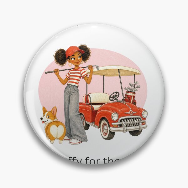 Item preview, Cute Color Pencil Girl Golfer and Fluffy Corgi designed and sold by Huy Vo Hand-Drawn Art.