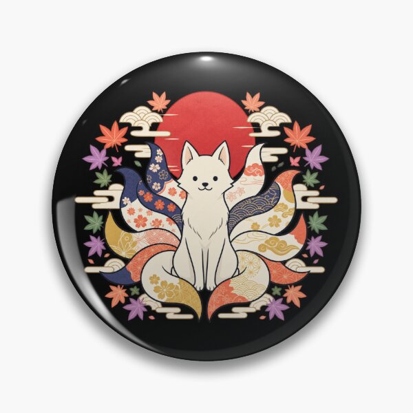 Item preview, Kitsune Fox | Japanese Yokai Folklore Red Sun Floral Art designed and sold by MrDev.