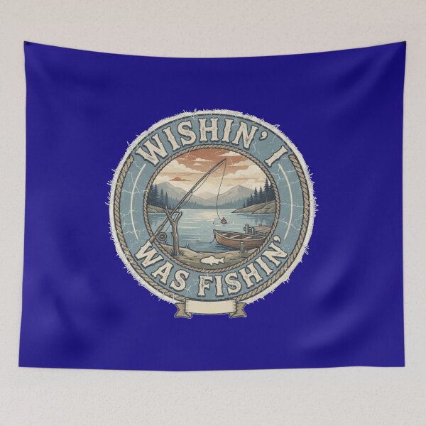 Item preview, Wishin' I Was Fishin' – Vintage Retro Lake Fishing Outdoor Art designed and sold by Evelashop.