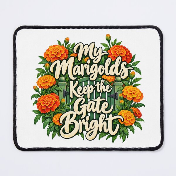 Item preview, Marigolds Keep the Gate Bright Botanical Saying designed and sold by Bikivuno.