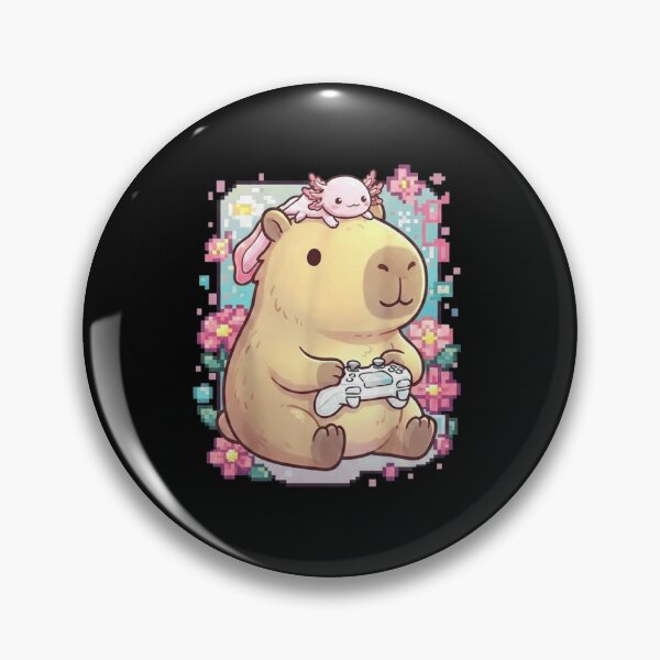 Item preview, Cute Gamer Capybara and Axolotl Pixel Gaming Design designed and sold by MiALopezArt.