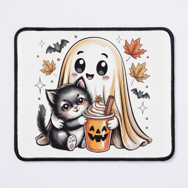 Item preview, Cute Ghost and Kitten Pumpkin Spice Latte Cup Halloween Fall Coffee Lover designed and sold by Zizo-DR44.