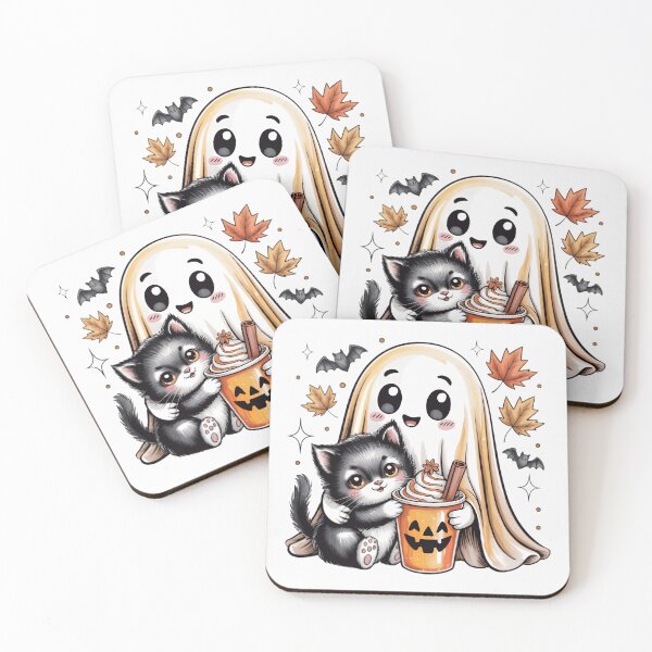 Item preview, Cute Ghost and Kitten Pumpkin Spice Latte Cup Halloween Fall Coffee Lover designed and sold by Zizo-DR44.