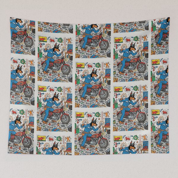 Item preview, Doberman Motorcycle Mechanic designed and sold by PictoVibe.