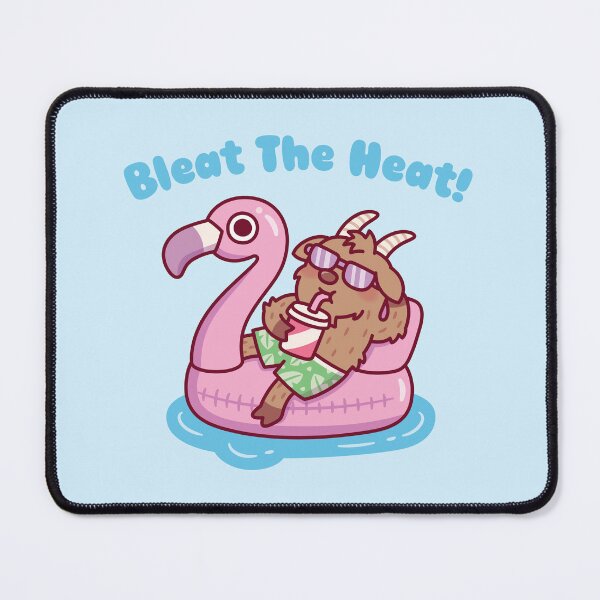 Item preview, Goat Chilling On Flamingo Float Bleat The Heat Pun designed and sold by rustydoodle.