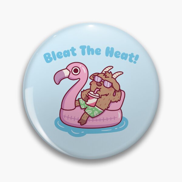 Item preview, Goat Chilling On Flamingo Float Bleat The Heat Pun designed and sold by rustydoodle.