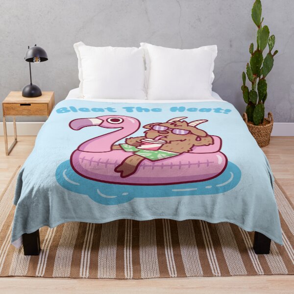 Item preview, Goat Chilling On Flamingo Float Bleat The Heat Pun designed and sold by rustydoodle.