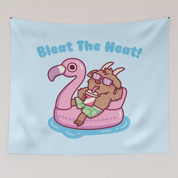 Item preview, Goat Chilling On Flamingo Float Bleat The Heat Pun designed and sold by rustydoodle.