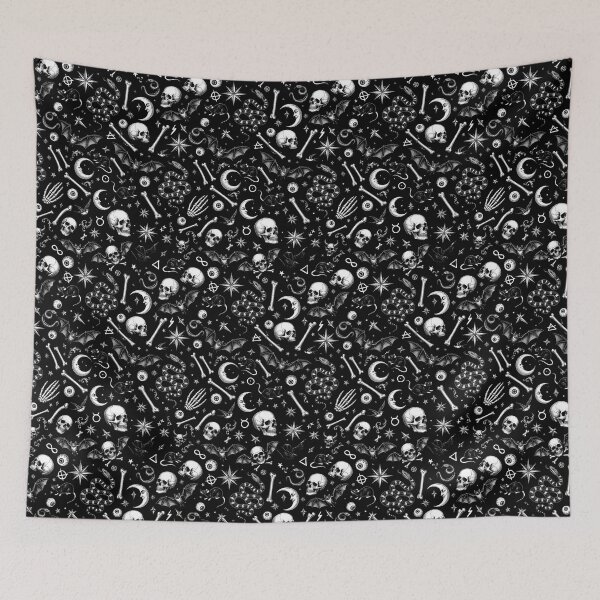 Item preview, Goth Spooky Victorian Witch Black & White pattern designed and sold by astrazero.