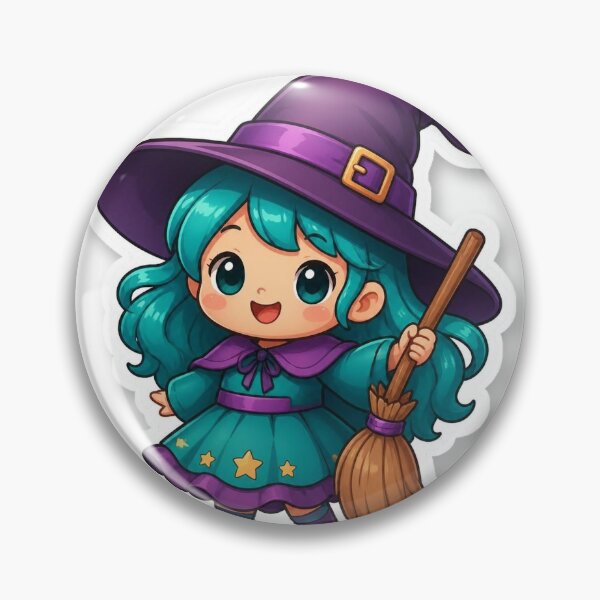 Item preview, Cute Kawaii Witch | Little Witch and Broom Halloween Character designed and sold by LearnFunStore.