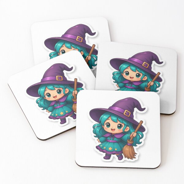 Item preview, Cute Kawaii Witch | Little Witch and Broom Halloween Character designed and sold by LearnFunStore.