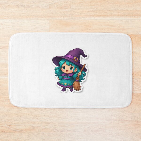 Item preview, Cute Kawaii Witch | Little Witch and Broom Halloween Character designed and sold by LearnFunStore.