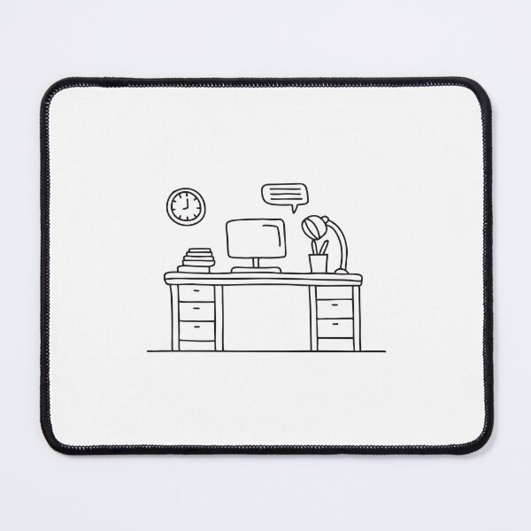 Item preview, An illustration of a wall with clock behind a office desk designed and sold by rasagamastore.