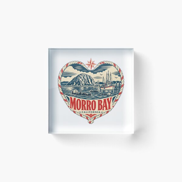 Item preview, Morro Bay USA Travel Souvenir Nautical Woodcut Heart designed and sold by VisualArtsOasis.