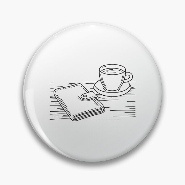 Item preview, An illustration of a wallet on a wooden table with a ceramic cup of coffee designed and sold by rasagamastore.