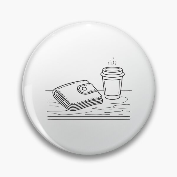 Item preview, An illustration of a wallet on a wooden table with a paper cup of coffee designed and sold by rasagamastore.