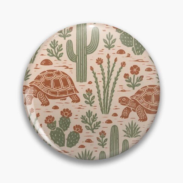 Item preview, Desert Tortoise Linocut Seamless Pattern | Mojave Saguaro Southwest Block Print designed and sold by StickyGuys.