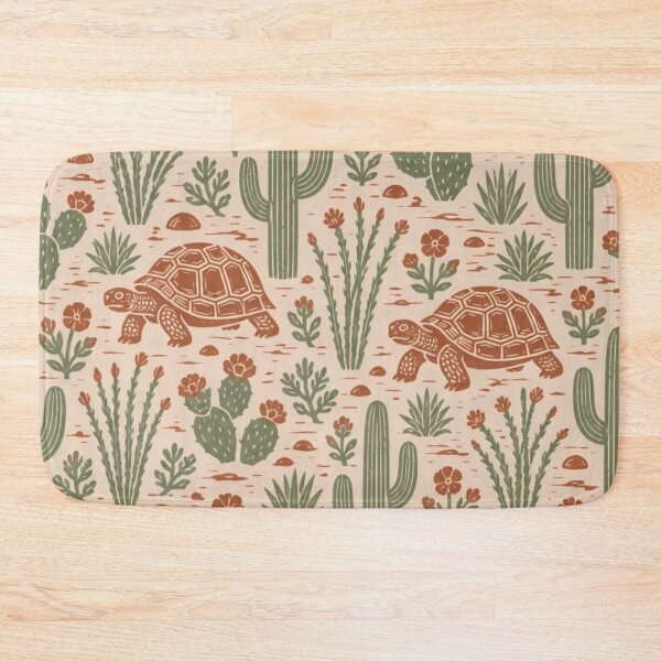 Item preview, Desert Tortoise Linocut Seamless Pattern | Mojave Saguaro Southwest Block Print designed and sold by StickyGuys.