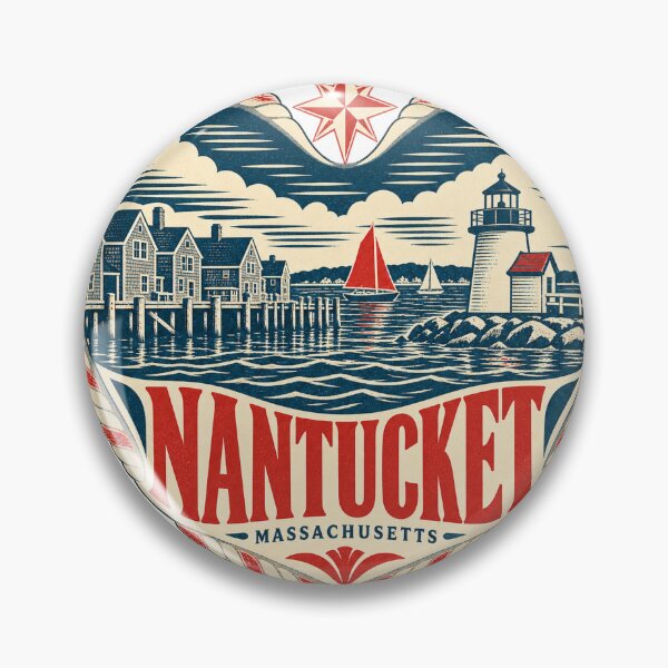 Item preview, Nantucket USA Travel Souvenir Nautical Woodcut Heart designed and sold by VisualArtsOasis.