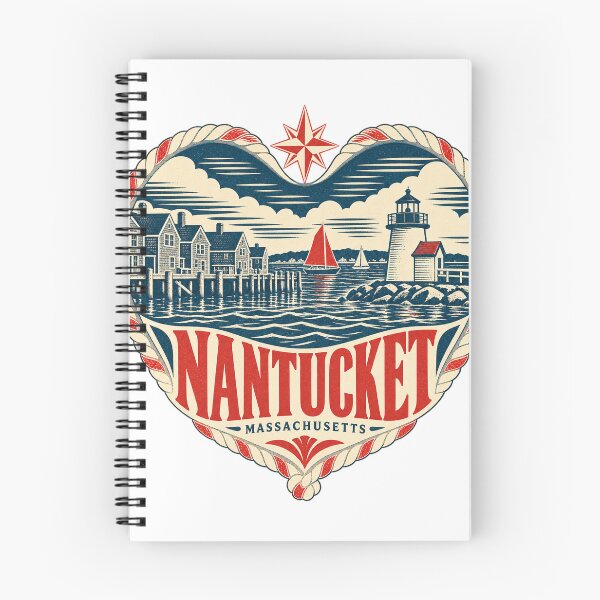 Item preview, Nantucket USA Travel Souvenir Nautical Woodcut Heart designed and sold by VisualArtsOasis.