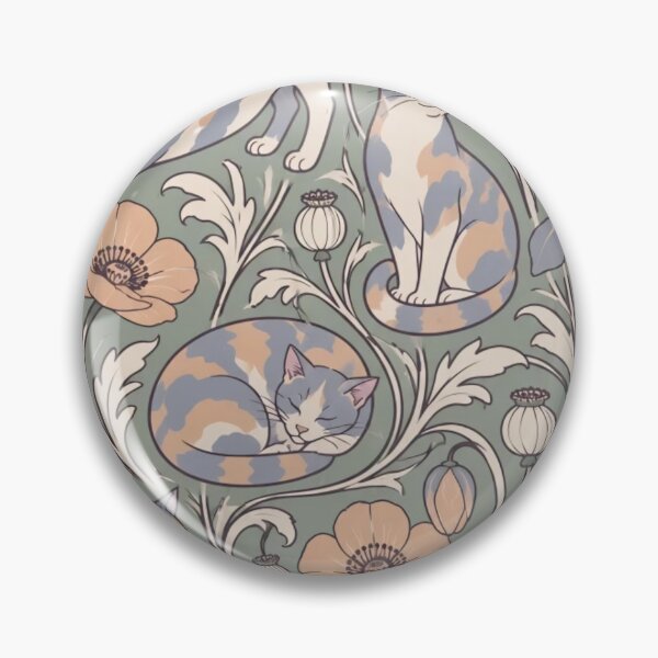 Item preview, Dilute Tortoiseshell Cat Art Nouveau Seamless Pattern | Tortie Cat Floral Repeat designed and sold by StickyGuys.