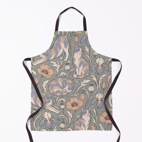 Item preview, Dilute Tortoiseshell Cat Art Nouveau Seamless Pattern | Tortie Cat Floral Repeat designed and sold by StickyGuys.