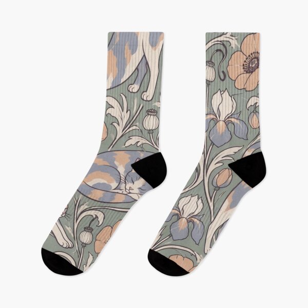 Item preview, Dilute Tortoiseshell Cat Art Nouveau Seamless Pattern | Tortie Cat Floral Repeat designed and sold by StickyGuys.