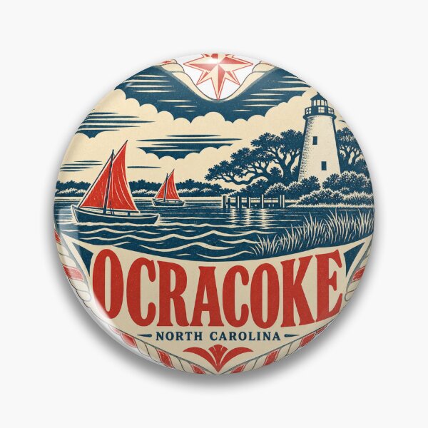 Item preview, Ocracoke USA Travel Souvenir Nautical Woodcut Heart designed and sold by VisualArtsOasis.