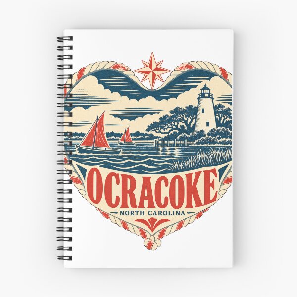 Item preview, Ocracoke USA Travel Souvenir Nautical Woodcut Heart designed and sold by VisualArtsOasis.