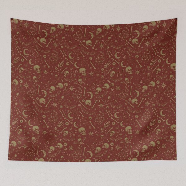 Item preview, Goth Spooky Victorian Witch dark Red & Gold pattern  designed and sold by astrazero.