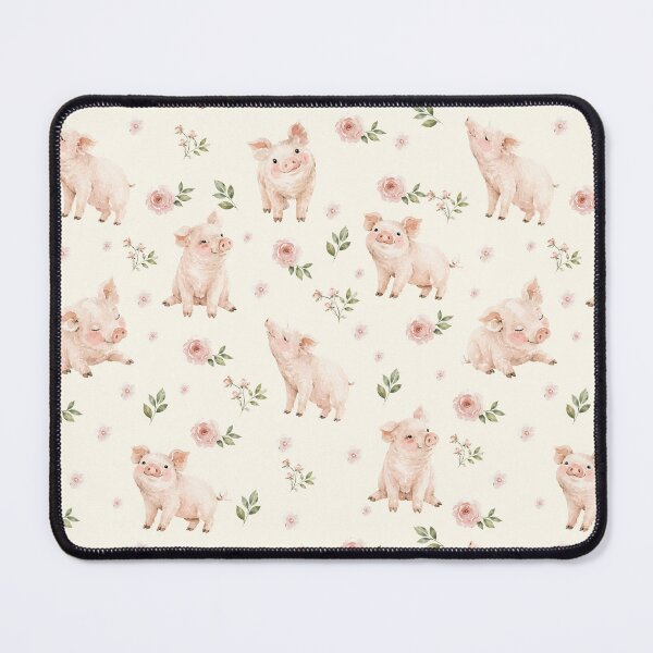 Item preview, Cute Watercolor Piglets & Blush Florals – Cottagecore Farm Animal Pattern designed and sold by PaperyAndInk.