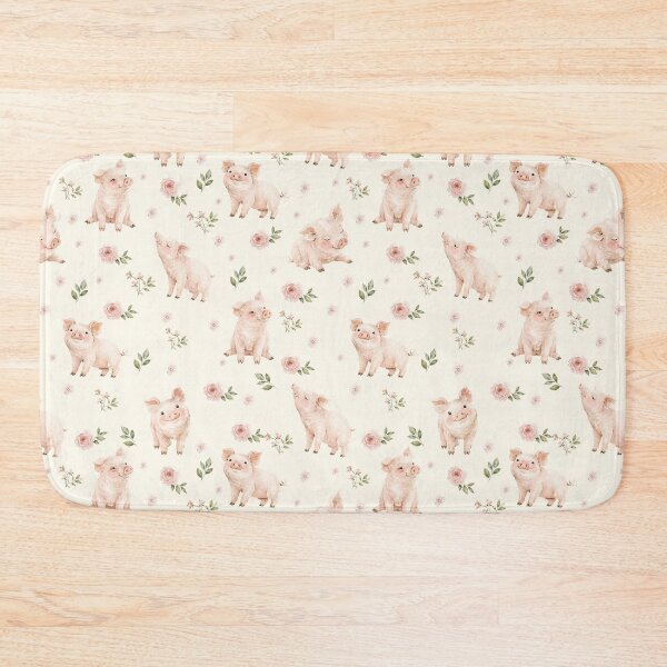 Item preview, Cute Watercolor Piglets & Blush Florals – Cottagecore Farm Animal Pattern designed and sold by PaperyAndInk.