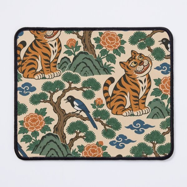 Item preview, Minhwa Tiger Seamless Pattern | Korean Folk Art Tiger and Magpie Pine Repeat designed and sold by StickyGuys.